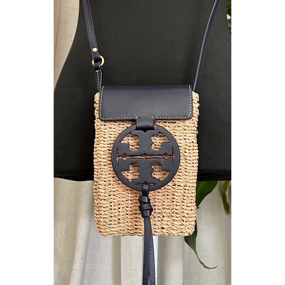 Tory Burch Handbags - ♦️♦️ AUTHENTIC TORY BURCH NAVY BLUE/BLACK STRAW MILLER CROSSBODY ♦️♦️